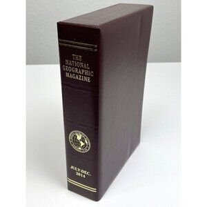 NATIONAL GEOGRAPHIC Magazine SET JULY-DECEMBER 2014 w/ Leather SLIPCOVER EUC